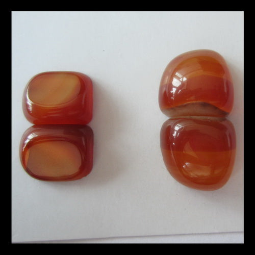 Red Agate Cabochon Pair,15x12x6mm,17x16x10mm,14g - MyGemGarden