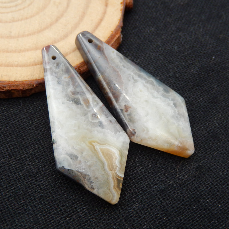 Natural Crazy Lace Agate Earrings Stone Pair, stone for earrings making, 41x18x4.5mm, 8.6g