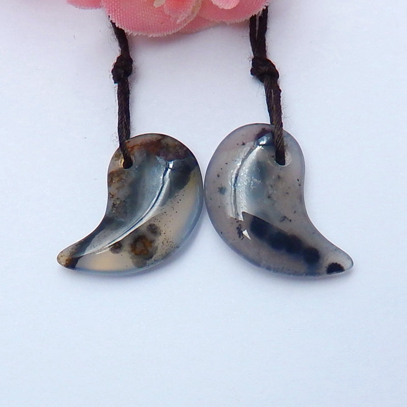 Natural Agate Drilled Earrings Pair 23x14x5mm,4.3g - MyGemGarden