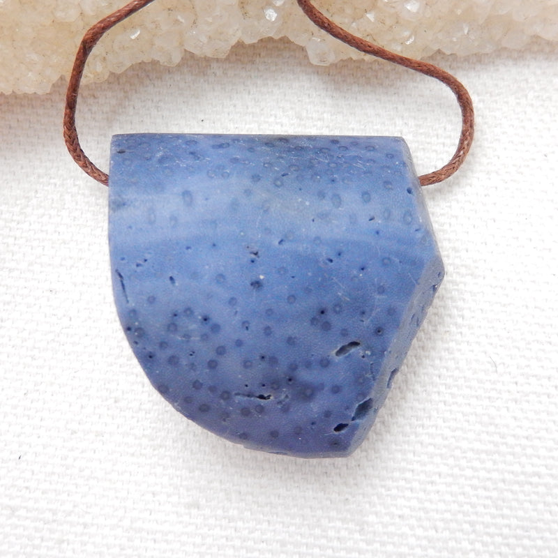 New, Blue Fossil Coral Gemstone Pendant, Nugget Pendant, 35x34x11mm, 18.3g - MyGemGarden