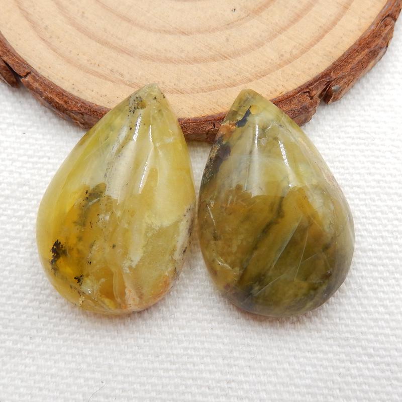 Yellow Opal Teardrop Earrings Stone Pair, stone for earrings making, 29x20x9mm, 11.7g