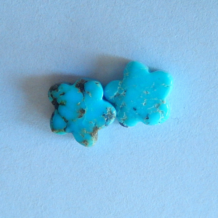 Natural Cavring Turquoise Flower Gemstone Cabochon Pair 7x3mm,0.4g - MyGemGarden