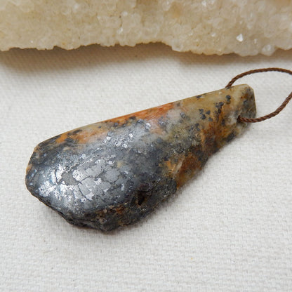Natural Stone Argentina Rhodochrosite Drilled Gemstone Pendant Bead, 52x23x9mm, 18g - MyGemGarden
