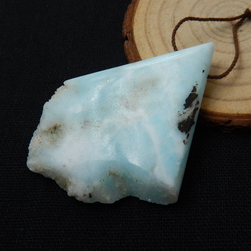 Nugget Larimar Gemstone Pendant, Raw Larimar Pendant, 58x45x10mm, 29.7g - MyGemGarden