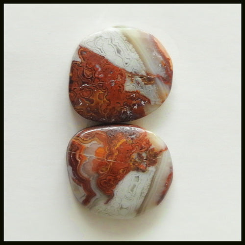 Natural Crazy Lace Agate Gemstone Cabochon Pair 15x14x4mm,2.6g - MyGemGarden