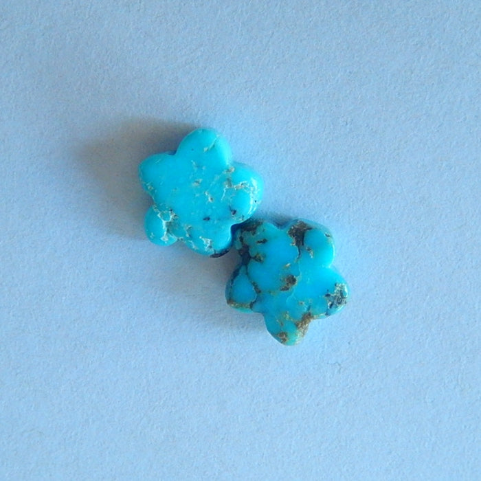 Natural Cavring Turquoise Flower Gemstone Cabochon Pair 7x3mm,0.4g - MyGemGarden