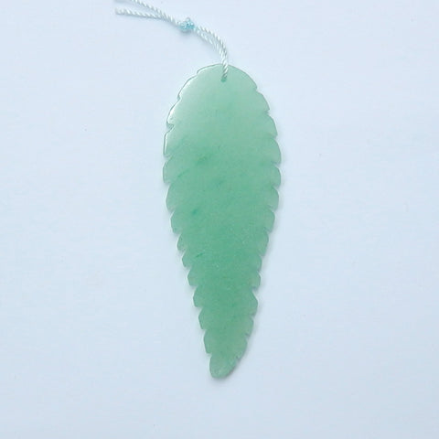 Natural Green Aventurine Drilled Leaf Pendant Bead, 66x24x4mm, 10.1g - MyGemGarden
