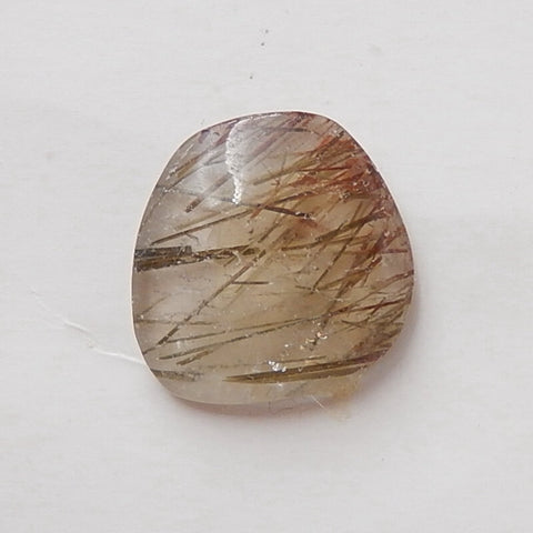 Natural Black Rutilated Quartz Gemstone Cabochon, 15x4mm, 1.53g - MyGemGarden