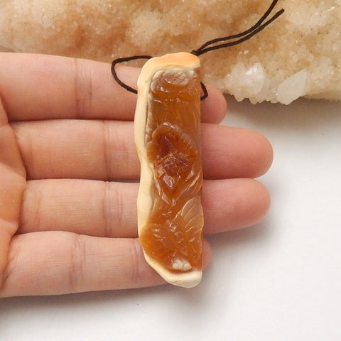 New Arrival Red Agate Carved butterfly Pendant Bead, 61x17x14mm, 18.6g - MyGemGarden