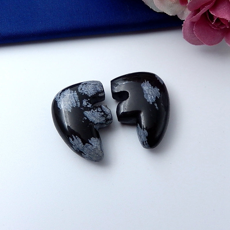 2 Pcs Chrysanthemum Fossil Gemstone Cabochon 28x20x10mm,13.3g - MyGemGarden