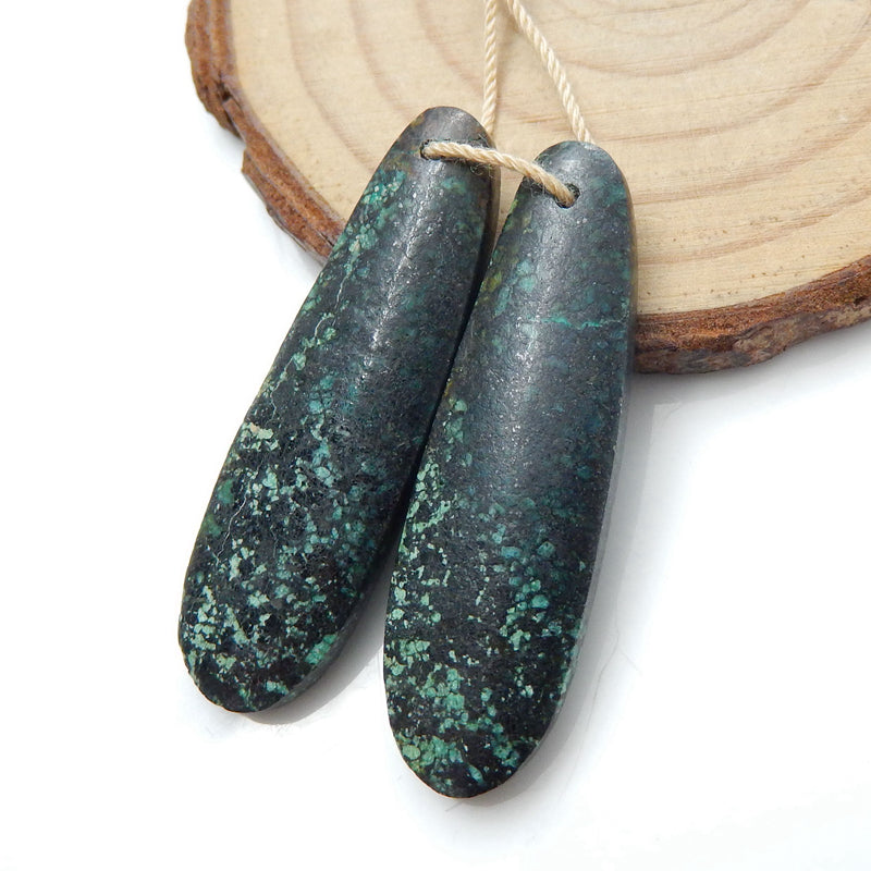 Natural African Turquoise Teardrop Earrings Beads, Stone For Earrings Making, 40x12x5mm, 8.2g - MyGemGarden