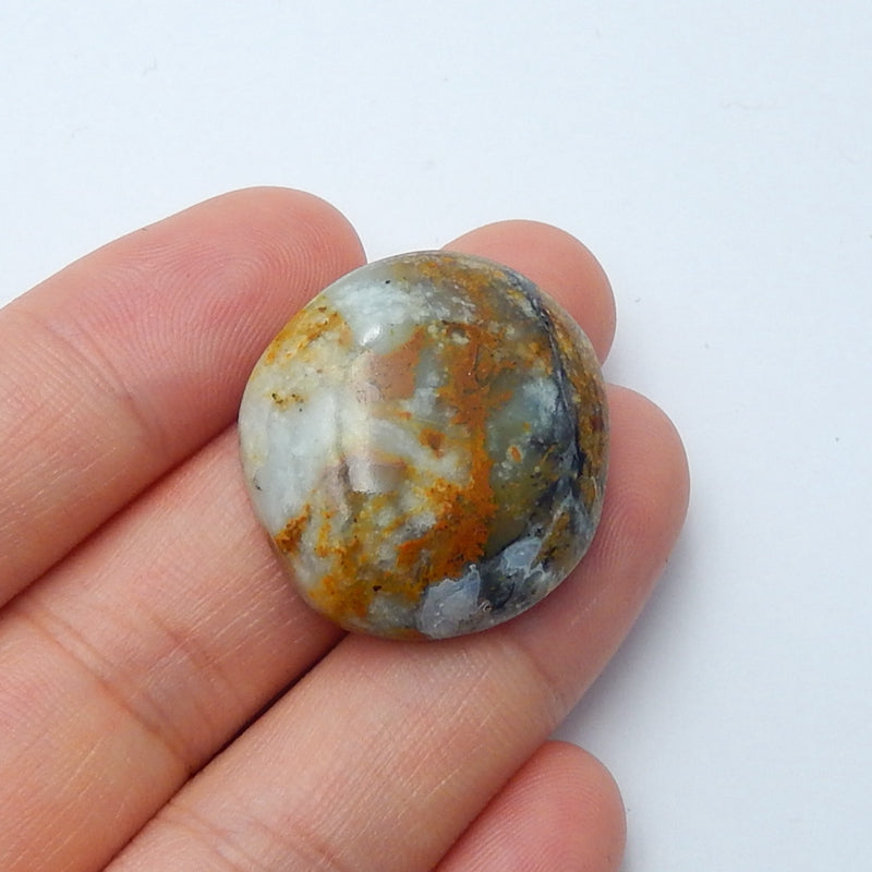 Natural Ocean Jasper Gemstone Cabochon, 26x24x7mm, 5.4g - MyGemGarden