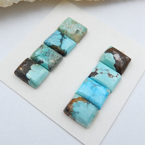 8 PCS Natural Turquoise Rectangle Flatback Gemstone Cabochon, 9x6x3mm, 3.6g - MyGemGarden