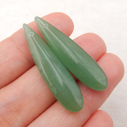 Natural Green Aventurine Teardrop Earrings Stone Pair, stone for earrings making, 34x9x4mm, 4.0g