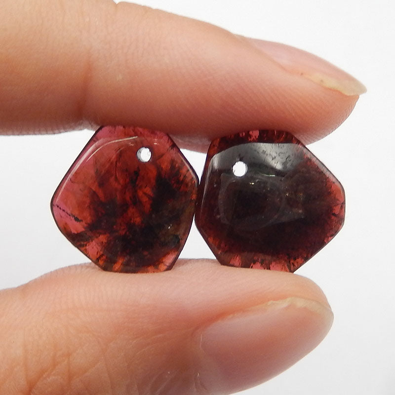 Garnet Irregular Earrings Stone Pair, stone for earrings making, 13x12x3mm, 2.4g