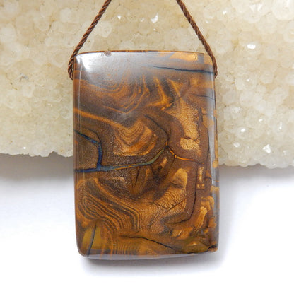 Natural Boulder opal Drilled Rectangle Gemstone Pendant Bead, 37x26x8mm, 20g - MyGemGarden