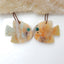 Carved Amazonite Gemstone Fish Earrings Pair, Malachite Eye, 29x24x5mm, 9.4g - MyGemGarden