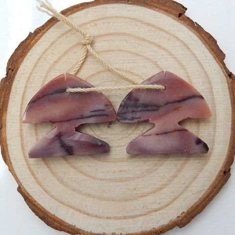 Hot sale Mookaite Jasper Carved fish Earrings Pair, stone for Earrings making, 25x22x4mm, 6.3g - MyGemGarden