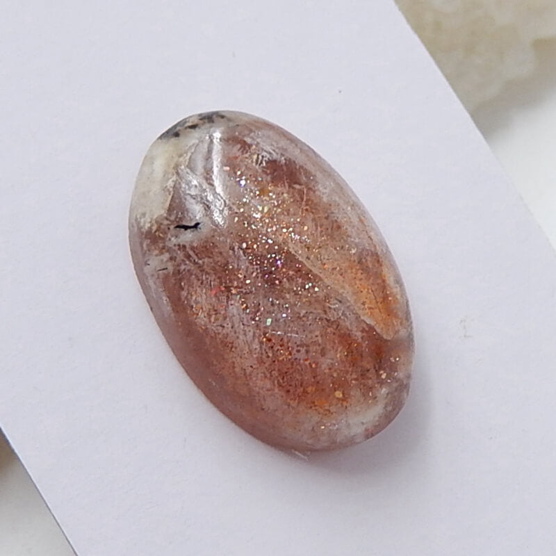 Natural Sunstone Oval Gemstone Cabochon, 19x12x7mm, 3.1g - MyGemGarden