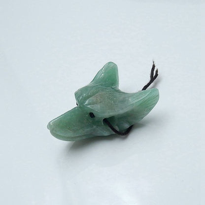 Natural Green Aventurine Carved wolf head Pendant Bead 36x25x14mm, 12.3g