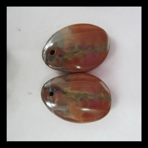 6 Pairs Dinosaur Jasper Gemstone Cabochon,16x13x4mm,20x11x4mm,20g - MyGemGarden