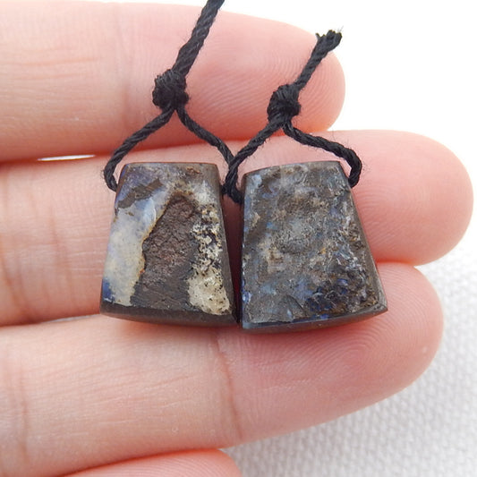 Natural Boulder Opal Earrings Pair, stone for Earrings making, 14x13x5mm, 3.2g - MyGemGarden