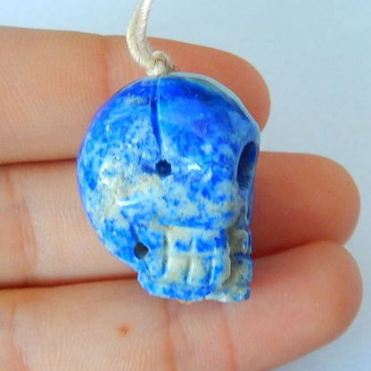 Natural Lapis Lazuli Carving Skull Pendant, 25x19x17mm, 12.2g - MyGemGarden