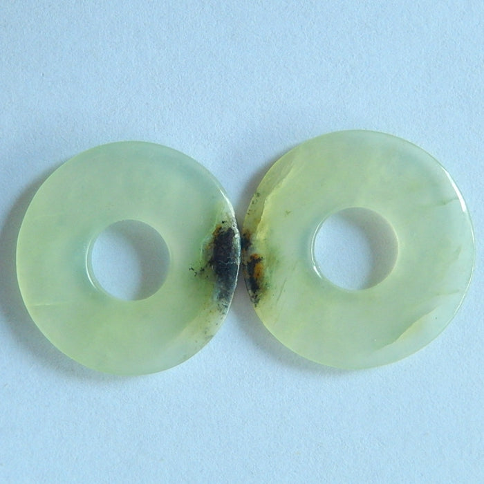 Natural Prehnite Gemstone 24mm round cabochons Pair, 24x24x2mm, 4.6g - MyGemGarden