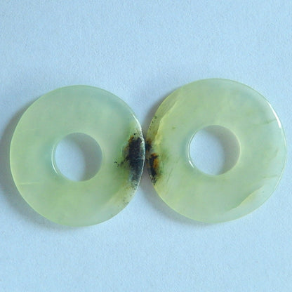 Natural Prehnite Gemstone 24mm round cabochons Pair, 24x24x2mm, 4.6g - MyGemGarden