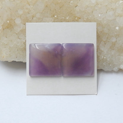 Natural Amethyst Rectangle Cabochon Pair, 18x3mm, 4.9g - MyGemGarden