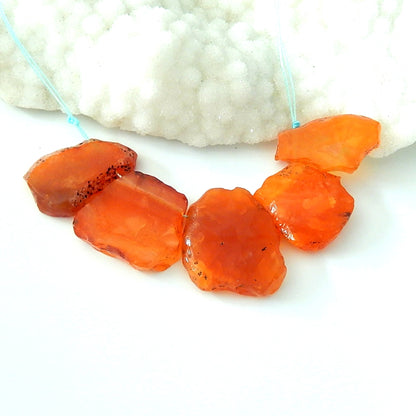 5 pcs Red Agate Pendant Beads Strands 33x28x6mm, 29x18x7mm, 42.9g - MyGemGarden