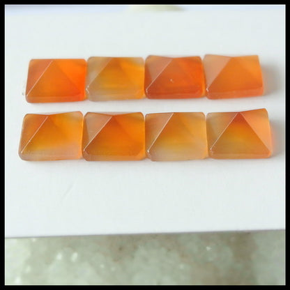 8PCS Natural Red Agate Pyramid Gemstone Cabochon 10x6mm,6.65g - MyGemGarden