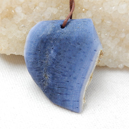 New, Blue Fossil Coral Gemstone Pendant, Nugget Pendant, 44x38x14mm, 24.2g - MyGemGarden
