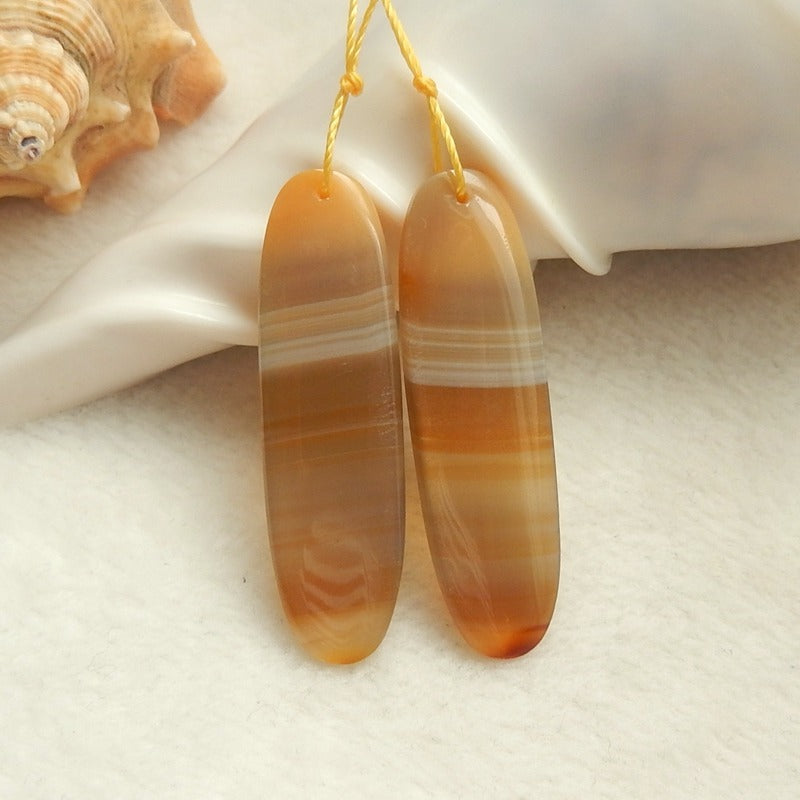 Natural Agate Drilled Earrings Pair 42x12x5mm,8.8g - MyGemGarden