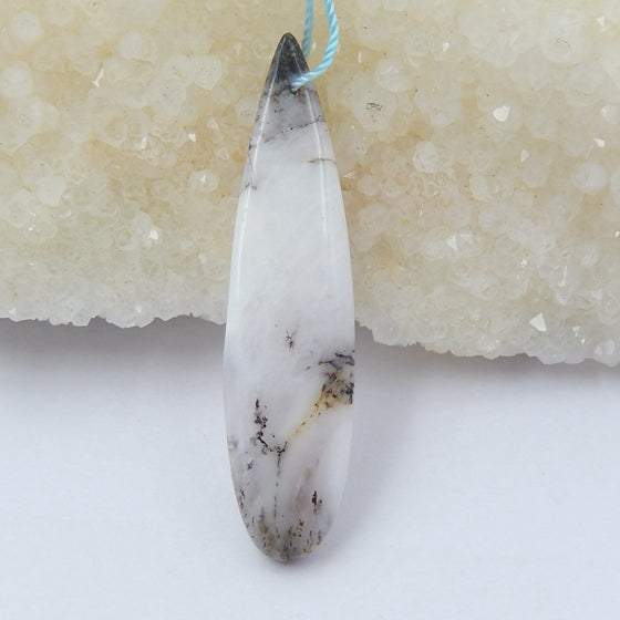 Arborization Opal Gemstone Natural Pendant Bead, 48x12x4mm, 3.4g - MyGemGarden