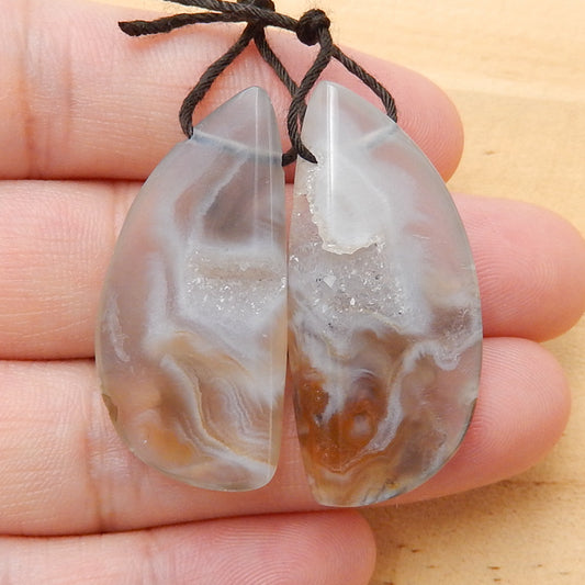 Hot Sell Nugget Agate Earrings Pair, stone for Earrings making, 35x16x8mm, 10.7g - MyGemGarden