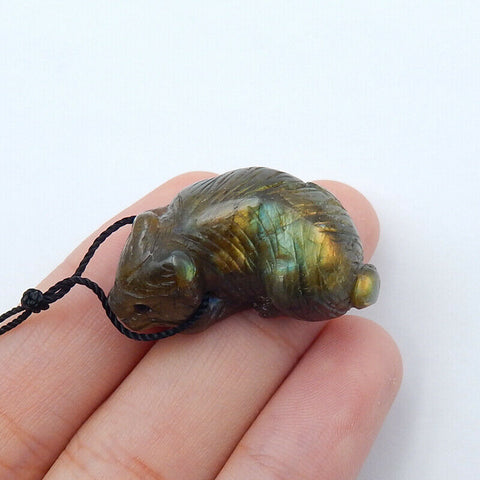 AAA Labradorite hand Engraving animal Pendant for jewelry making, 29x15x13mm9.4g - MyGemGarden
