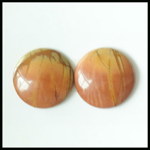 Natural Multi-Color Picasso Jasper 15mm Round Cabochons Pair, 15x15x4mm, 3.1g - MyGemGarden
