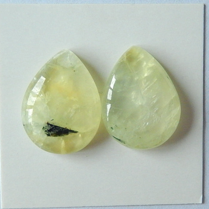 Natural Prehnite Gemstone Cabochon Pair, 20x15x5mm, 5g - MyGemGarden