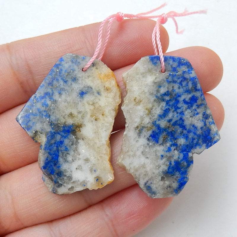 Nugget Lapis Lazuli Earrings Pair, stone for Earrings making, 36x26x3mm, 4.1g - MyGemGarden