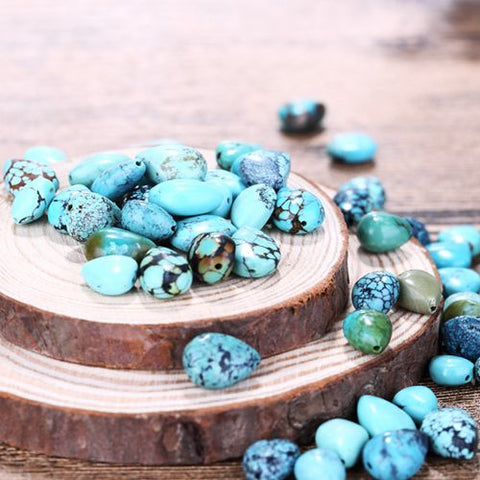 70.5g Turquoise Drilled Teardrop Beads, Loose Beads for Jewelry Making, 13x9x5mm, 70.5g - MyGemGarden