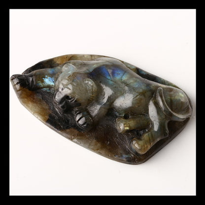 Labradorite Gemstone Tiger Ornament, 75x43x17mm, 303ct - MyGemGarden