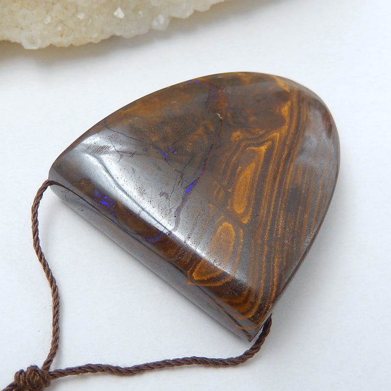 New, Natural Boulder opal Drilled Gemstone Pendant Bead, 39x34x11mm, 26g - MyGemGarden