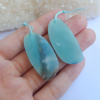 Carving Amazonite Earrings 37x17x4mm,9.90g - MyGemGarden