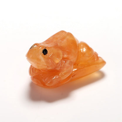 Hot !! Natural Red Agate Carved Frog Cabochon, 26x17x15mm, 8.8g - MyGemGarden