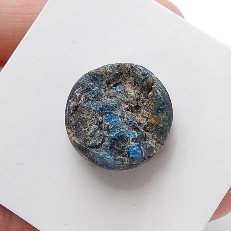 Natural Blue Apatite Crystal Gemstone 16mm round cabochon, 16x16x8mm, 3.7g - MyGemGarden