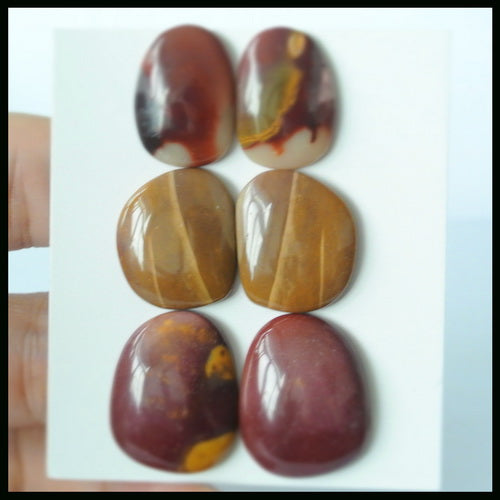 3 Pairs Natural Mookaite Gemstone Cabochons, 22x18x5mm, 19x14x4mm ,15.1g - MyGemGarden