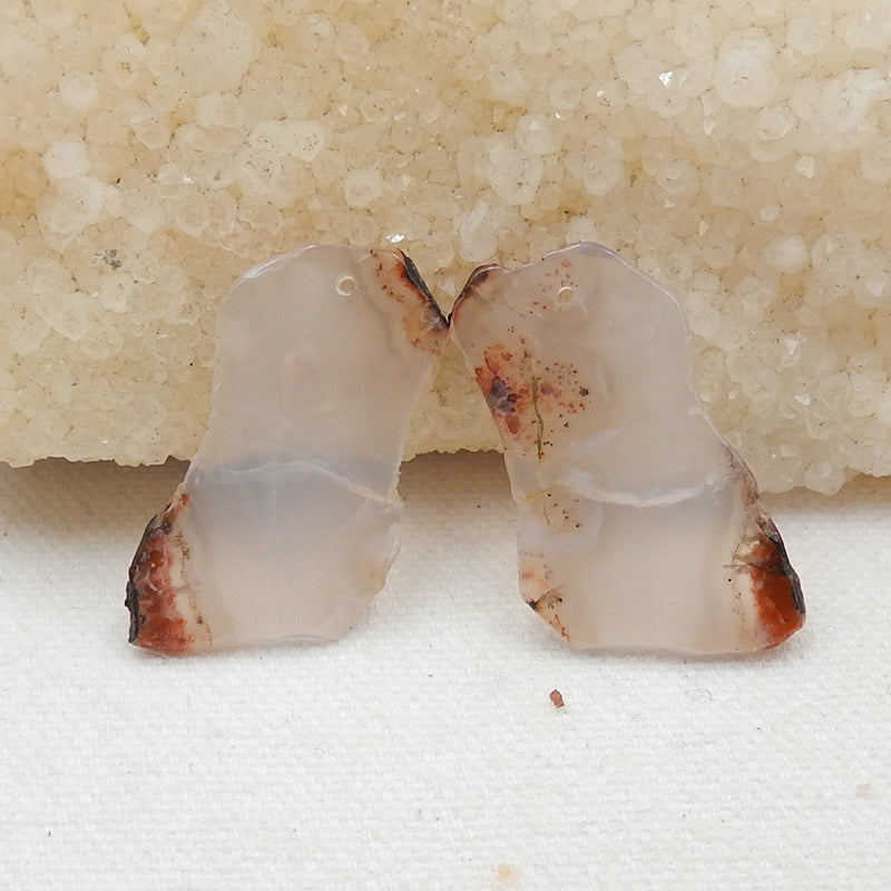 Nugget Agate Earrings Stone Pair, stone for earrings making, 35x20x2mm, 5.6g - MyGemGarden