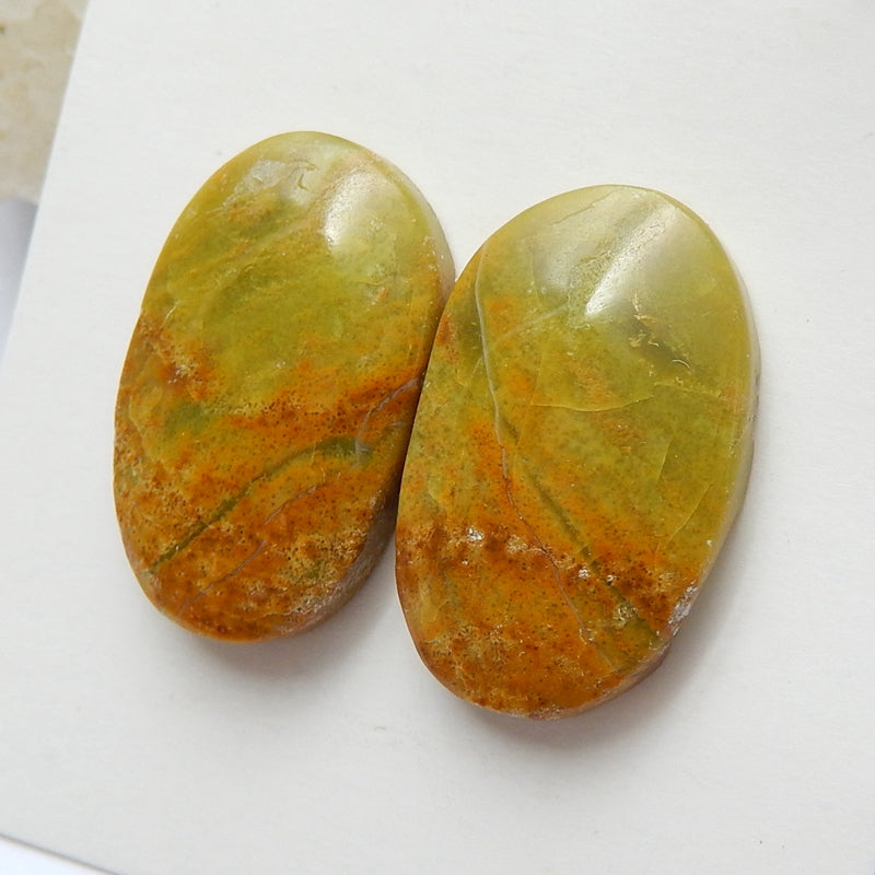 Natural Yellow opal Oval Gemstone Cabochon Pair, 20x13x4mm, 3.0g - MyGemGarden