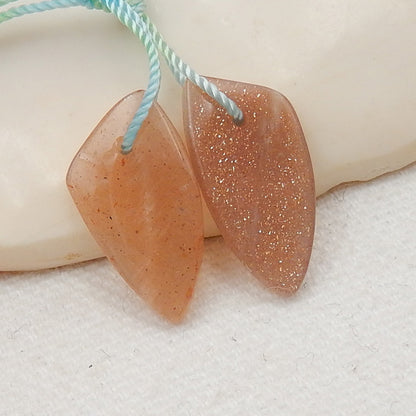 Sunstone Earrings Stone Pair, stone for earrings making, 12x10x3mm, 1.9g - MyGemGarden